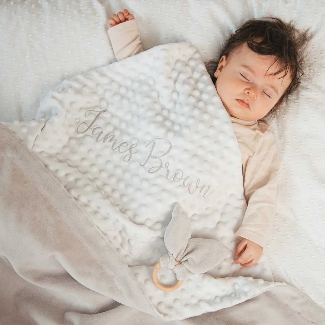 Baby Blanket Name Personalised Bubbled Fleece for Toddler Crib Bed Stroller Swaddle Newborn Birthday Gift
