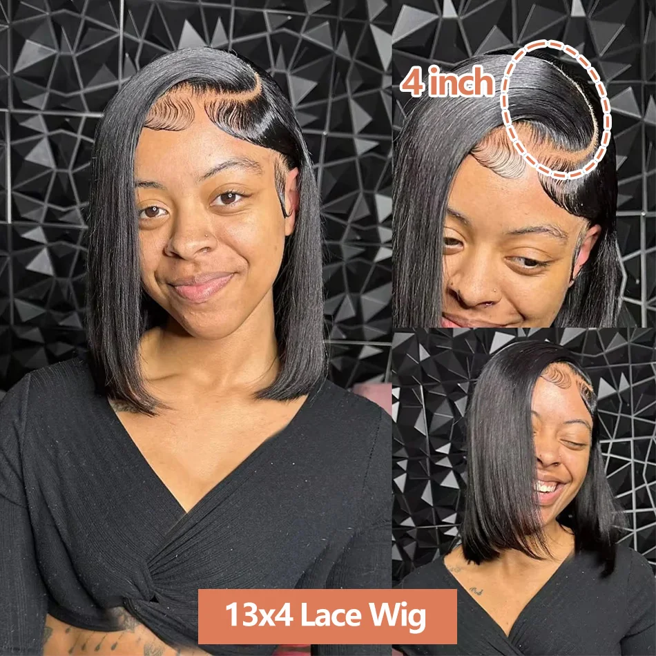 10 14 Inch 13x4 13x6 Bone Straight Lace Frontal Human Hair Wig Pre Plucked Brazilian Remy Short Bob Wig For Women