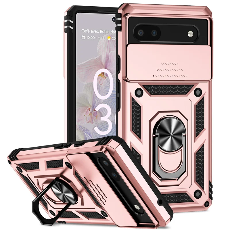 Enhanced Protection Magnetic Ring Holder Phone Case with Camera Lens Shield