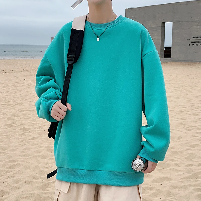 Solid Multicolour Hooded Pullover Sweater Autumn and Winter Men's Version O Neck Pullover Unisex Couple Model Long Sleeve Top