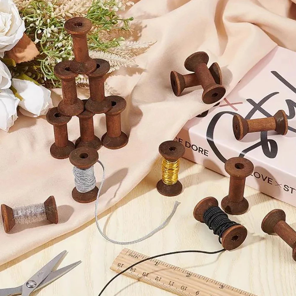 Yarn Storage Organizer 10/20X Vintage Wooden Spools DIY Reels For Sewing Ribbons Twine Wood Crafts Thread Wire Spool Needlework