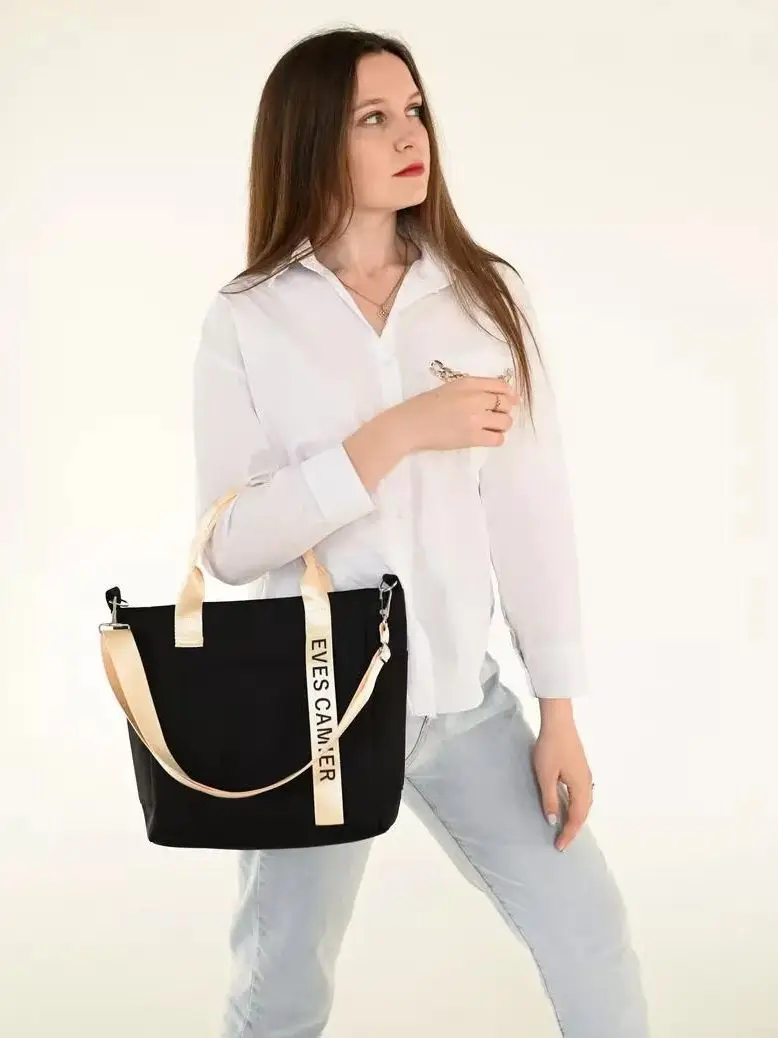 New Casual Tote Large Capacity Shoulder Bag Nylon Waterproof Canvas Handbag Simple Fashion Messenger Bags For Schoolgirl