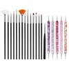 5/20Pcs Nail Art Brush Design Tip Painting Drawing Carving Dotting Pen FlatFan Liner Acrylic Gel UV Polish Manicure Tools 3
