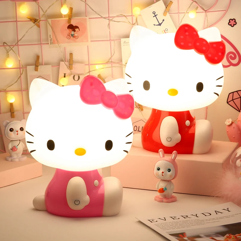 

Kawaii Sanrios Hello Kitty Cartoon Cute Touch Night Light 3 Speed Adjustment Sleep Eye Protection Bedside Lamp Toy Room Decor