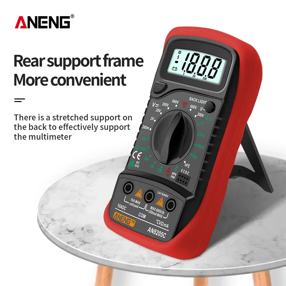 ANENG AN8205C Digital Multimeter AC/DC Ammeter Volt Ohm Multimetro Tester Meter With Thermocouple LCD Backlight Portable Buzzer digital multimeter multimeter tester