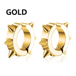 Unisex Stainless Steel Hoop Earrings - Punk Style, No - Fade Clip - On Jewelry (Gold - Clip Earrings)