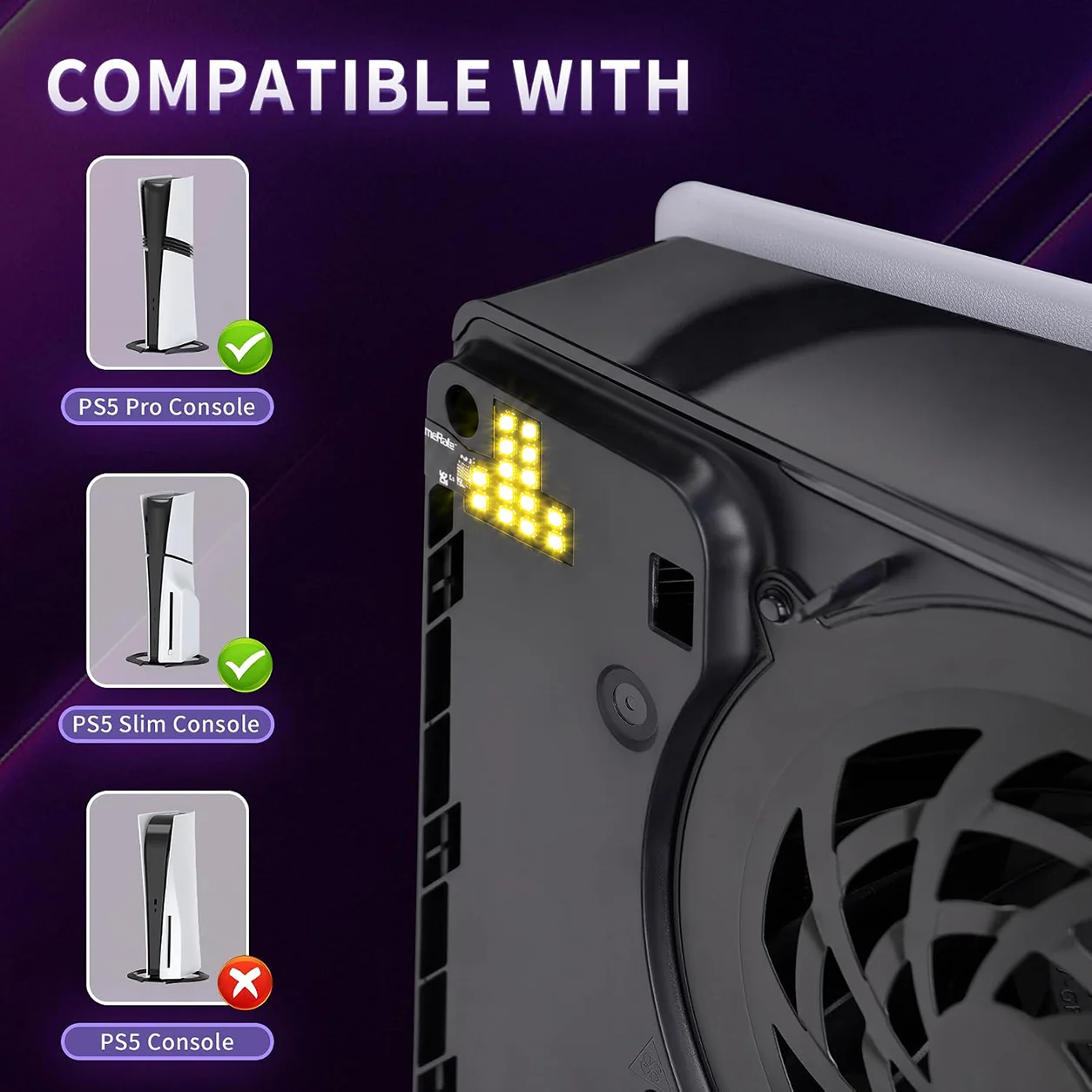 eXtremeRate for PS5 Slim/Pro Console RGB RAINBOW Logo LED Kit 7 Colors 40 Effects, Illuminated Decoration Logo LED