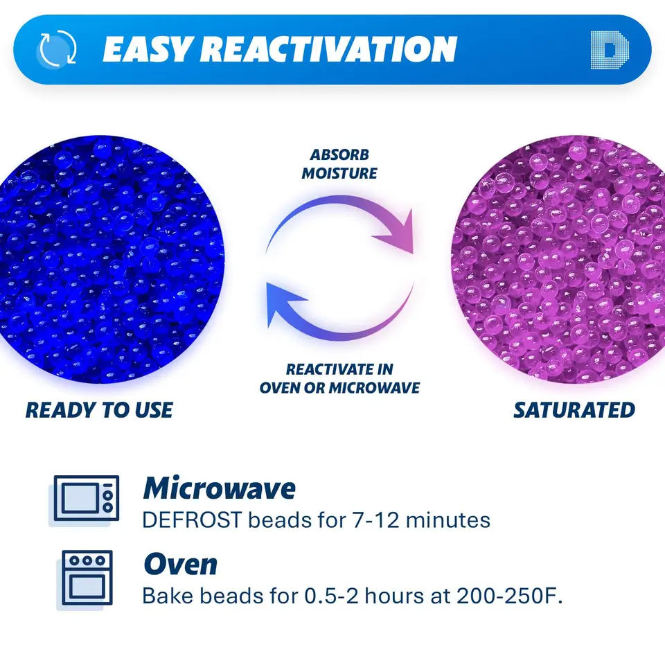 Blue/Orange Indicating Silica Gel Desiccant Beads,Reusable Moisture Absorber for Storage,Closets,Electronics,3D Printer Filament image 4