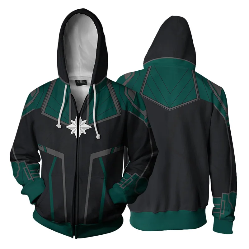 thumbnail image 1 of Disfraz de cosplay de Capitán Marvel Carol Danvers, sudadera con capucha de Anime, chaqueta, para Halloween, para hombre y mujer, 1 of 5
