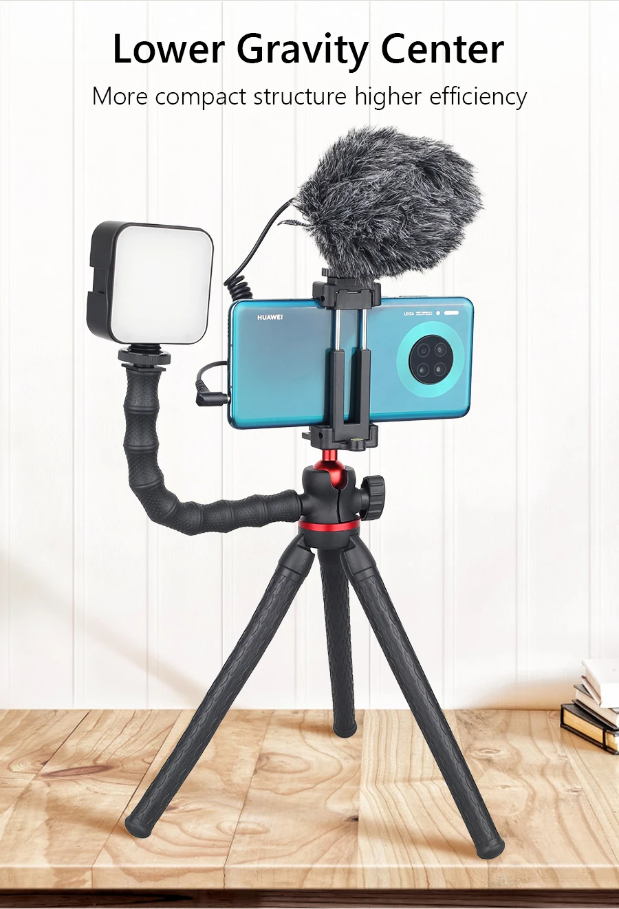 DT45 Mini Tripod Desktop Tripod Remote Control Max Load 2kg Portable Stand Holde