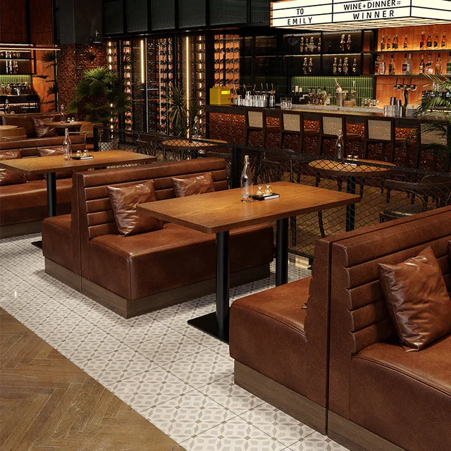 Retro Bar Dining Table and Chair Combination Booth Table Chair Dining Table Western Restaurant Bar Table and Chair