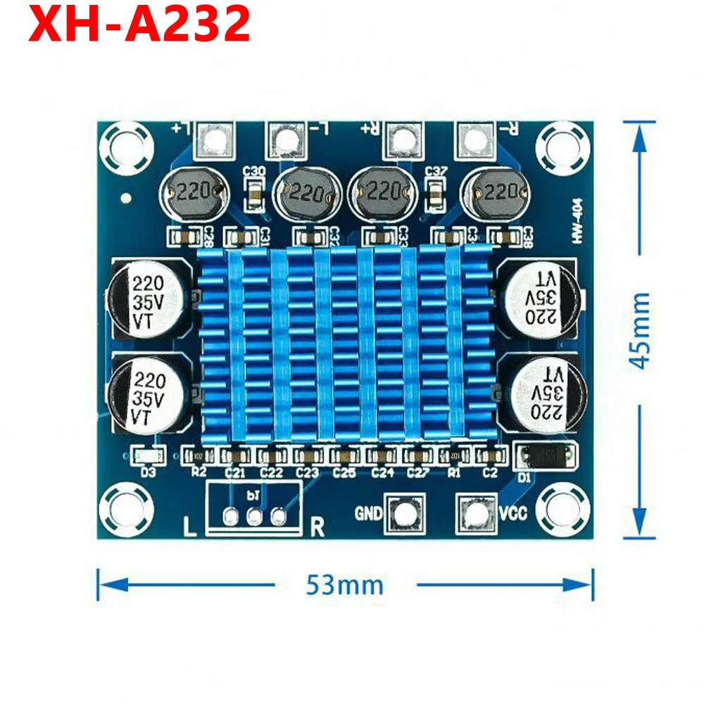 1pcs XH-A232  Class D Digital Audio Power Amplifier Board Output 30W*2 HD Audio Amplifier Module Power Supply 12-24V
