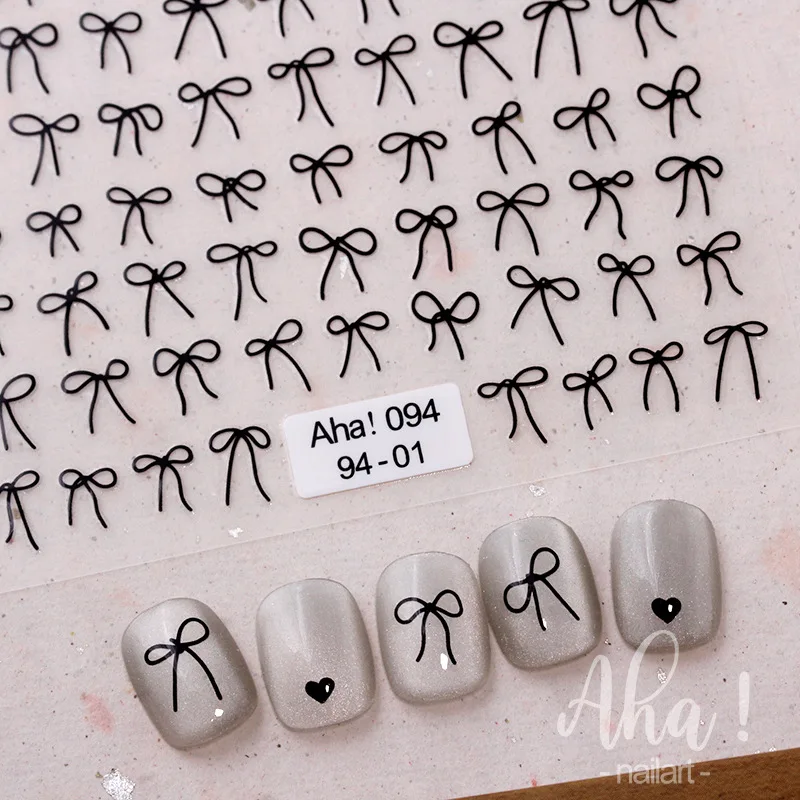 1pcs 5D Japanese Mini Bow Nail Art Stickers Fashion Cartoon Sale Black White Ribbon Nail Decoration Decals DIY Nail Accessories 2