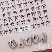 1pcs 5D Japanese Mini Bow Nail Art Stickers Fashion Cartoon Sale Black White Ribbon Nail Decoration Decals DIY Nail Accessories 2