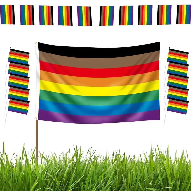 

Gay Pride Flag Pride House Flag Philadelphia Decor Comes With Rainbow Banner Bunting Flags And 10pcs Hand Flags Decorations For