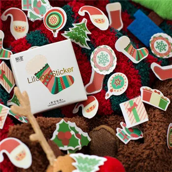 Festive Christmas Santa Claus Decorative Stickers - 45PCS for DIY Scrapbooking & Album Decoration