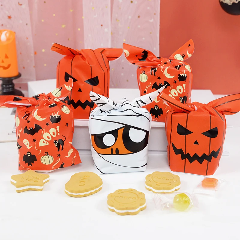 25 stücke Halloween Süßigkeiten Tasche Süßes oder Saures Kürbis Geist Kaninchen Ohr Snack Kekse Geschenke Verpackung Taschen Halloween Party Dekorationen – Detail 15