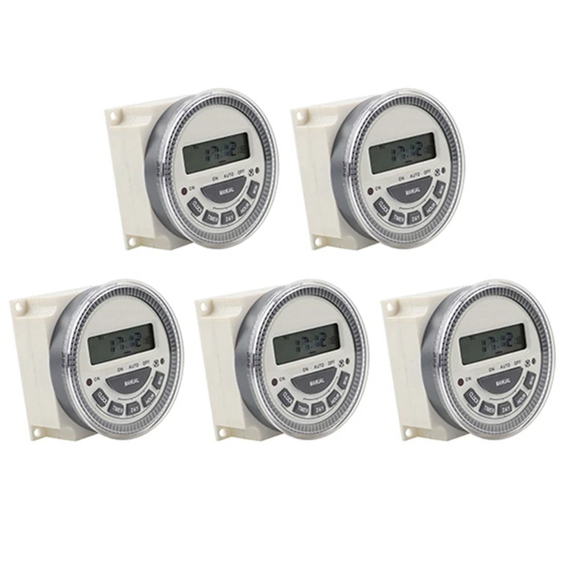 

5х программируемое реле таймера с цифровым ЖК-дисплеем на неделю CN304A AC 220 В 5 контактов