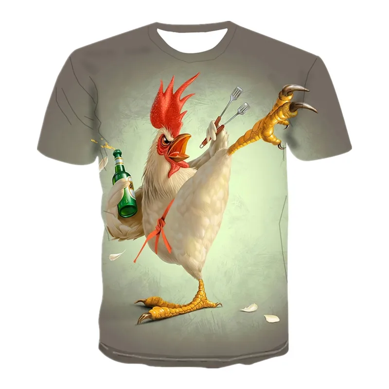 

2023 Fashion 3D Printing Golden Rooster Independent Men and Women Summer New Oversized T-Shirt O-Neck Short-Sleeved Casual Shirt