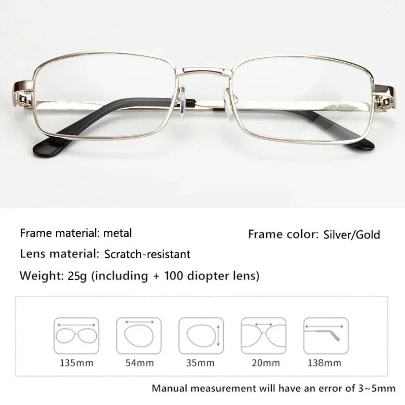 Stylish Full-Frame Alloy Reading Glasses with Clear HD Lenses - Scratch & Impact Resistant