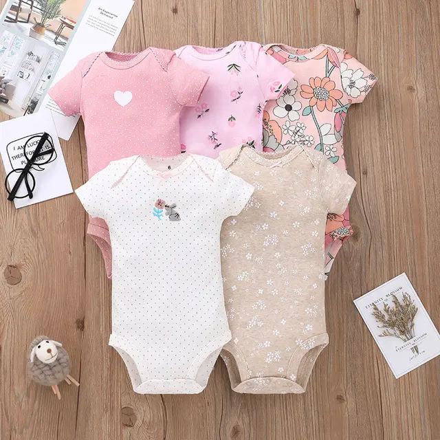 2023 Baby Bodysuit Baby Girl Jumpsuit 5-pack  Summer Toddler Boys Clothes Cotton Cartoon Newborn ropa bebe Clothing Costume 4