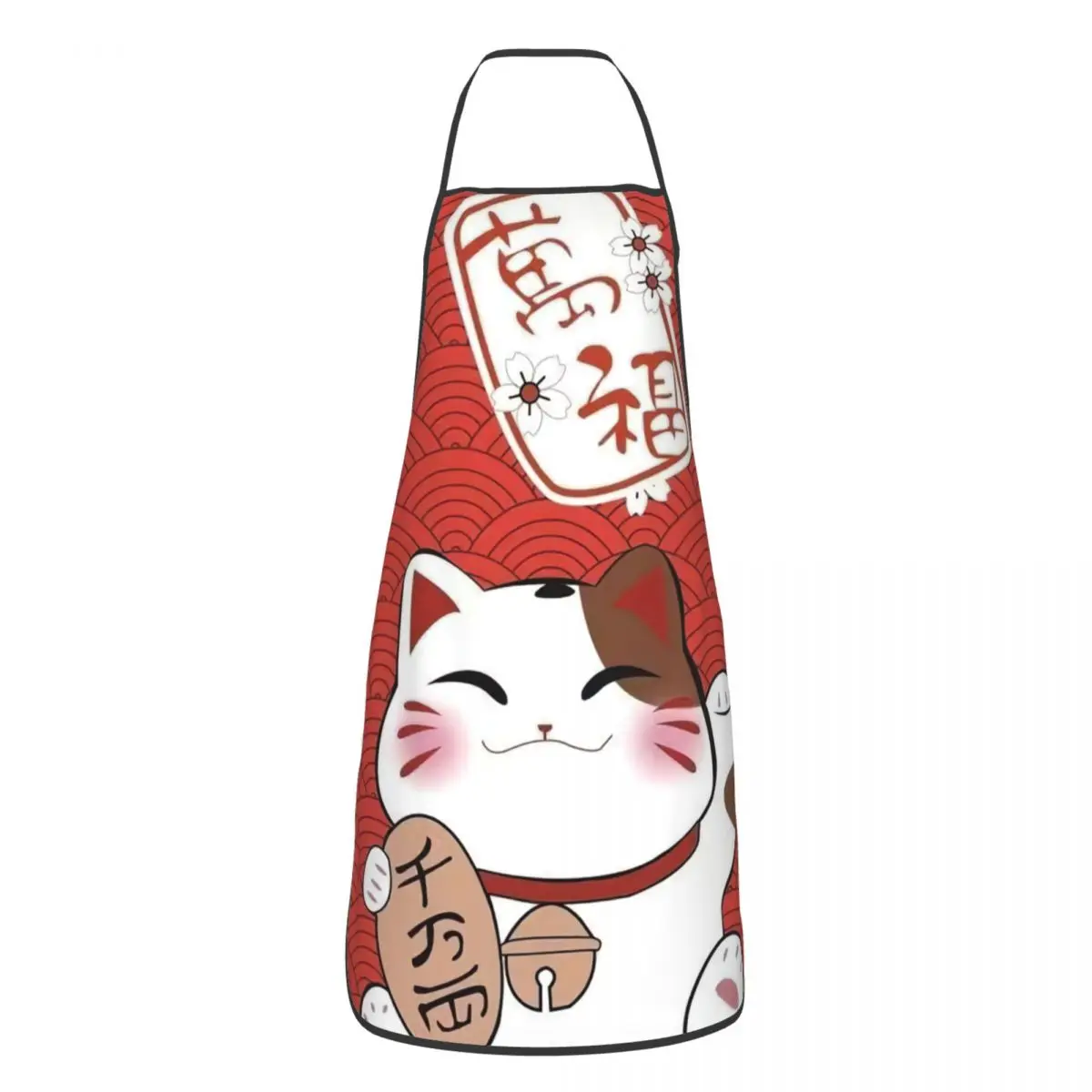 Japanese Cute Lucky Cat Apron Women Cotton Kitchen Bib Washable Cooking  Baking