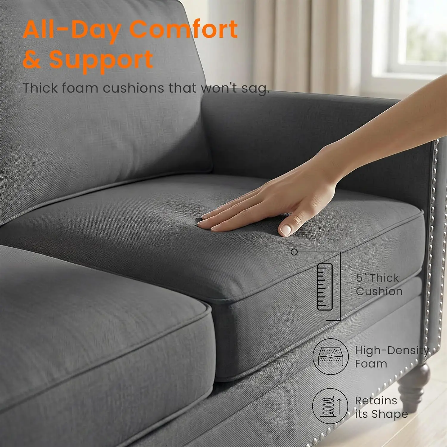 Linen Sectional Sofa Set 4