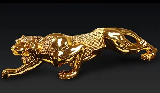 

High-grade male Gold leopard car creative golden silver animal Crafts decoration Fine Leopard head model porch household crafts