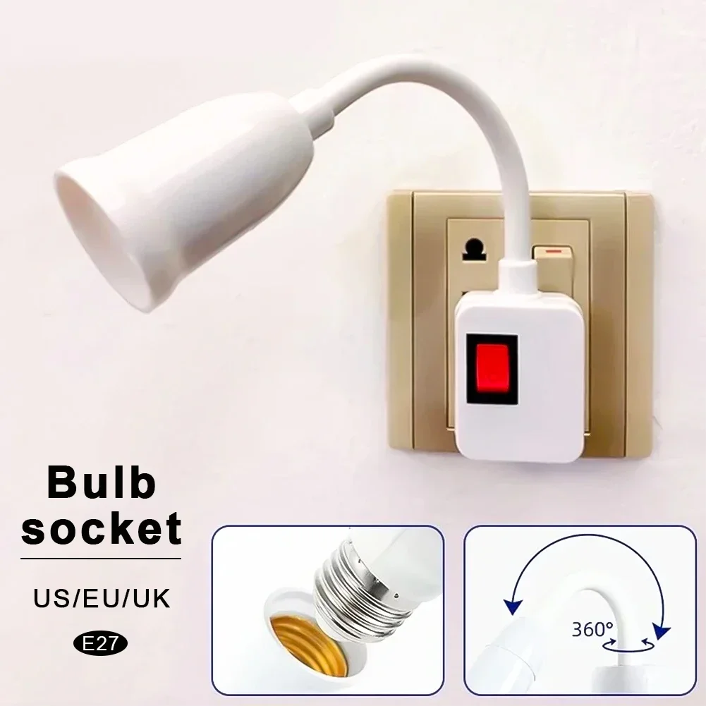 Stainless Steel Hose E27 LED Table Lamp Swivel Head with Switch Direct Plug EU US UK Plug Bulb Holder Steering Lever