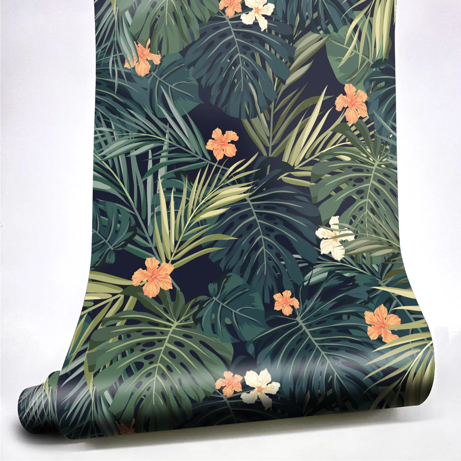 

41x150cm Green Forest Palm Leaves Floral Wallpaper Peel and Stick Living Room Home Decor Contact Paper for Bedroom Walls Cabinet