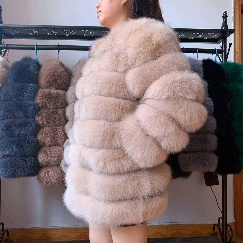 70CM 4in1 New Fast Shipping New Fashion Women Fashion Real Natural Fox Fur Long Coat Jacket for Winter Warm Over C 3