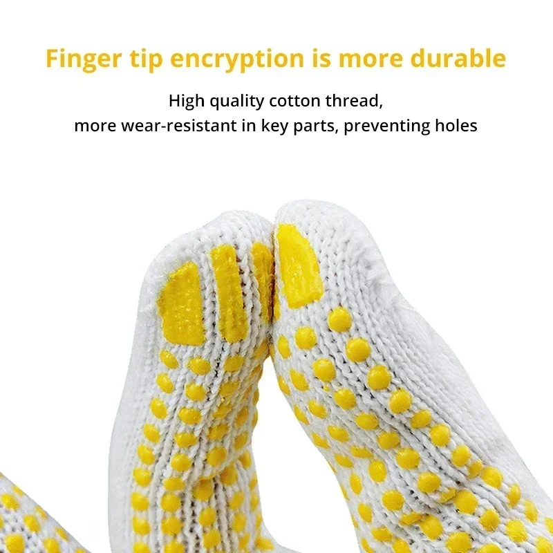12 Pairs Work Gloves with Anti Slip Grip PVC Dots Safety Cotton Protection for Painter Mechanic Industrial Construction 5