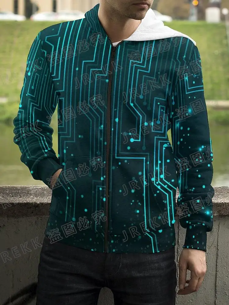 thumbnail image 1 of 2023 Nueva placa base CPU Sudadera con cremallera para hombres y mujeres Línea de procesador Placa de circuito Sudadera con estampado 3D Moda Abrigo informal Ropa, 1 of 5