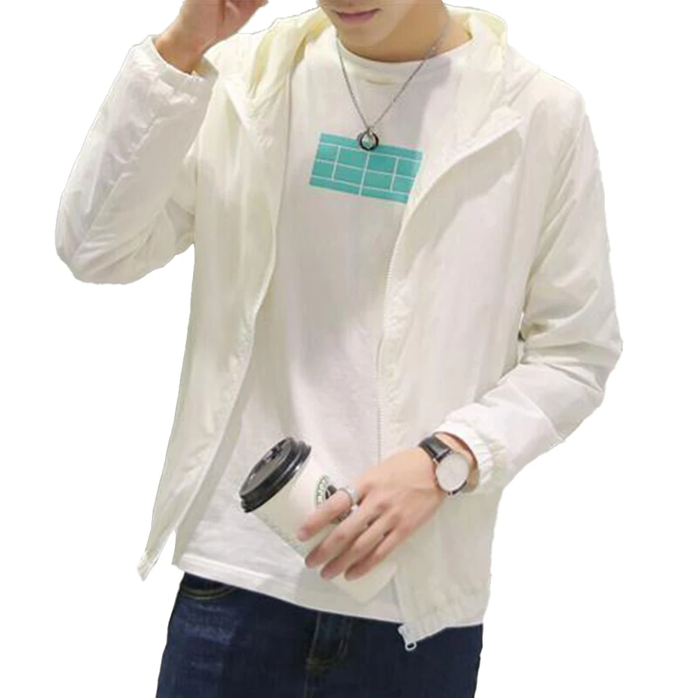 

Men Women Sun Protection Jacket Coat Ultralight Thin Long Sleeve Solid Candy Color Beach Outdoor Hooded Coats Male Clothing