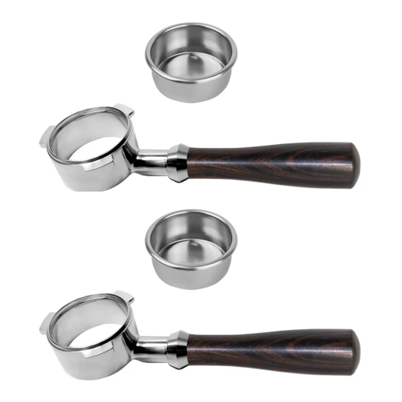 

2Pcs 54Mm Bottomless Portafilter - Fits Breville Barista Express, Pro, Press ,2 X Filter Basket. (Wood)