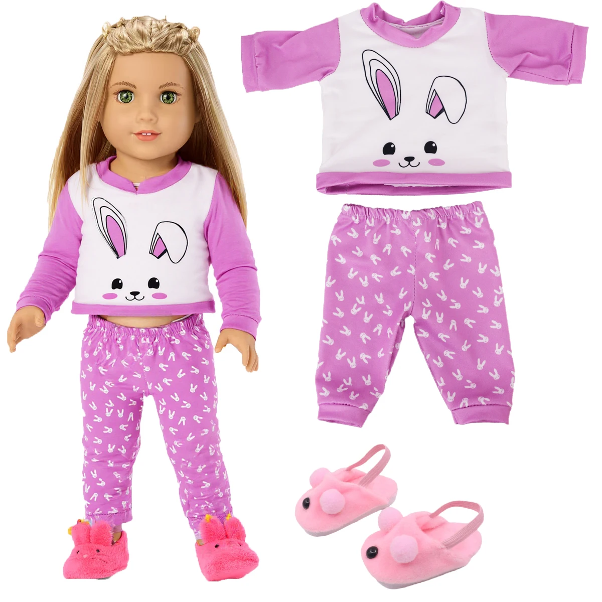 Puppenpyjamas und Schuhe für 18 Zoll (43 cm) American Girl Puppen, Baby-Puppenkleidung, Zubehör, Our Generation 42 cm, Nenuco – Detail 14