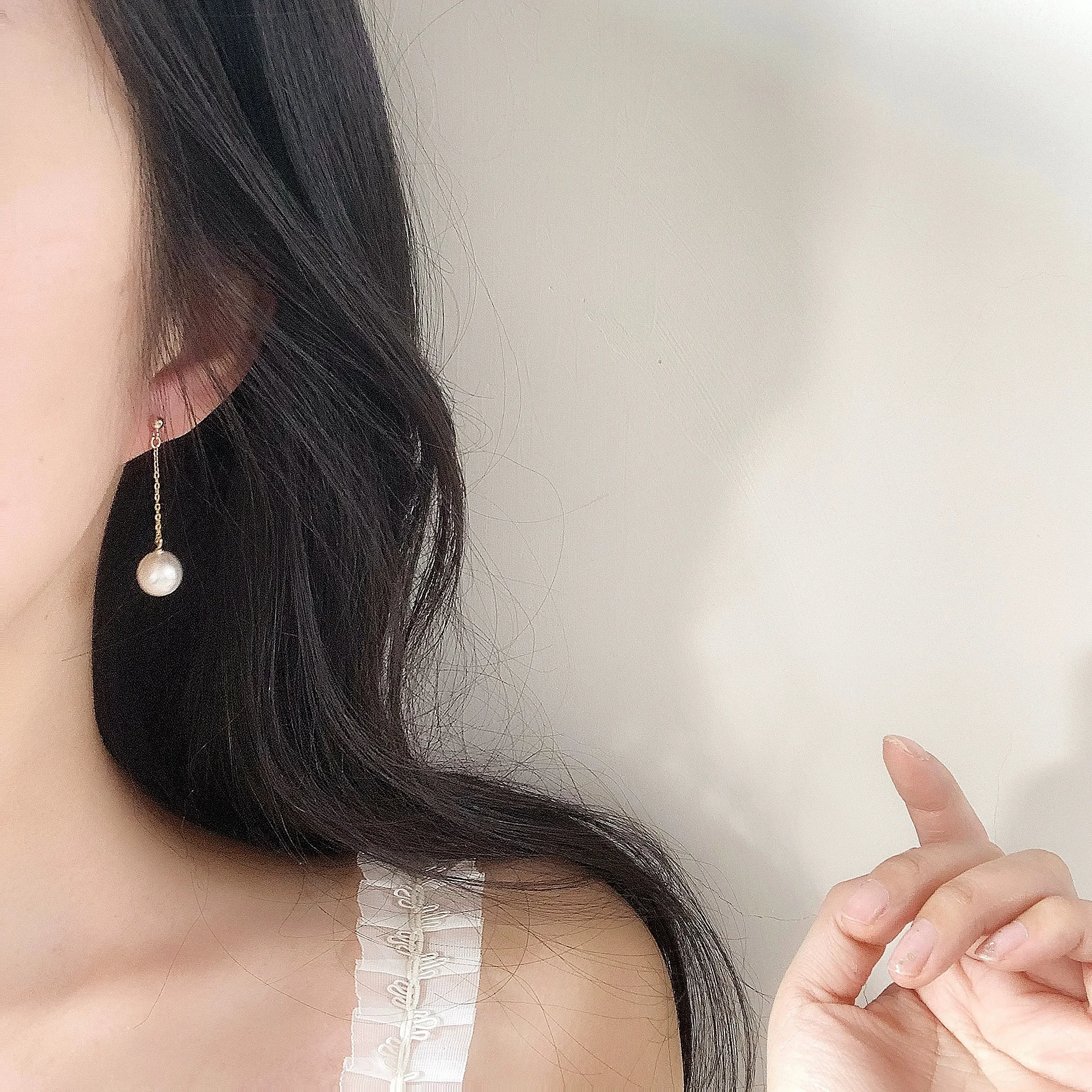 Elegant women's Pearl Earrings Hanging earrings Women's jewelry 14k pearl Hanging Long earrings Chain pearl earrings for women
