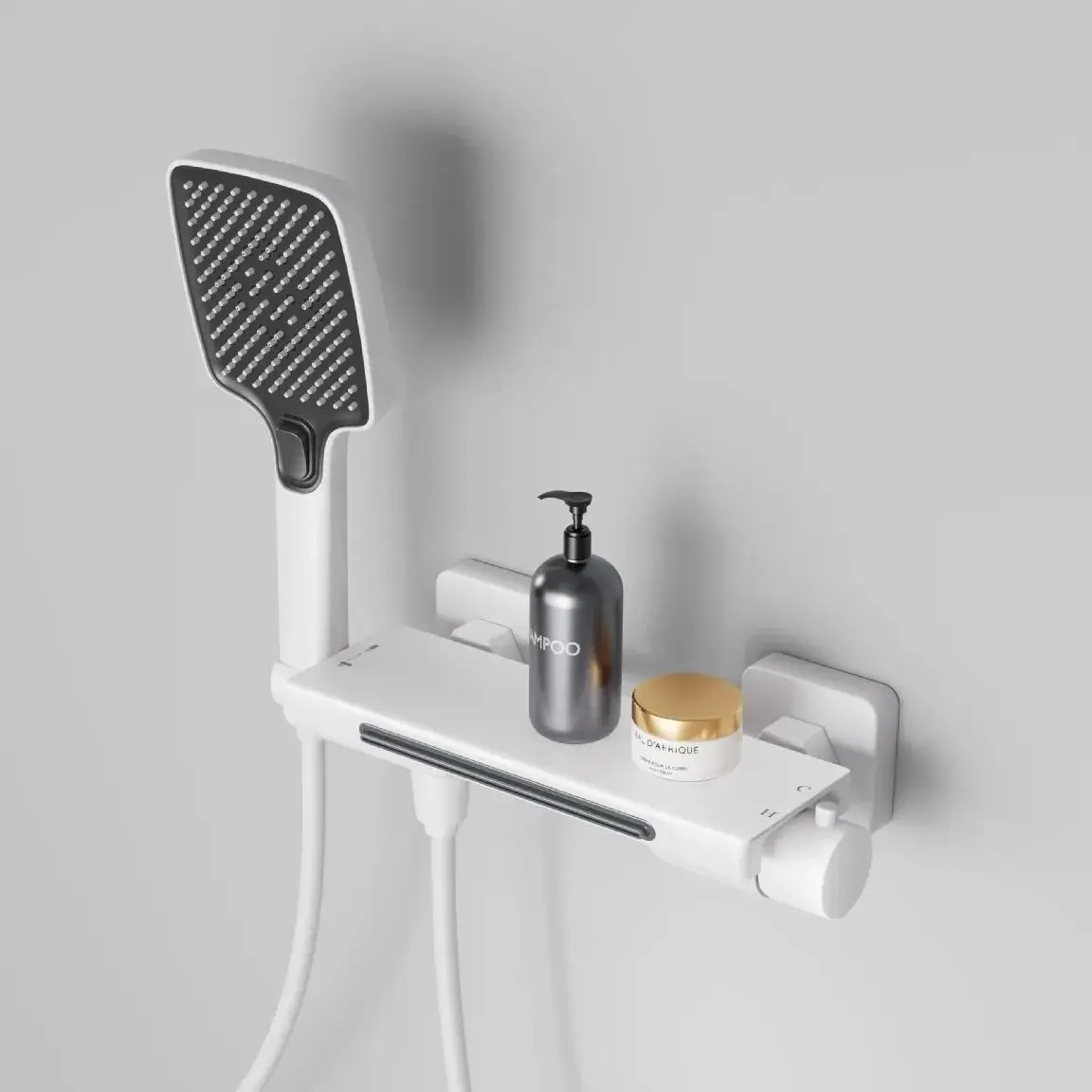 Grey/White Brass Bathroom Bathtub Faucet Waterfall Handheld Shower Set Wall-mounted Hot And Cold Mixed Water Bath Faucet 4