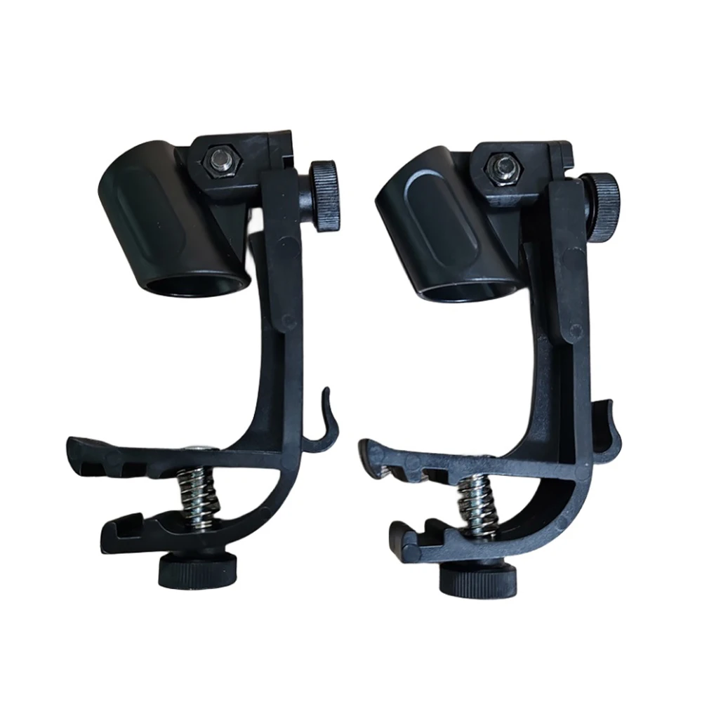 Set of 2 Adjustable Shockproof Drum Microphone Clip Holders with Rim Mount Clamps