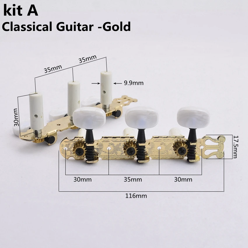 Classical Guitar 9.9mm Machine Heads Tuners Acoustic Guitar 6.0mm Machine Heads Tuners 1 Set