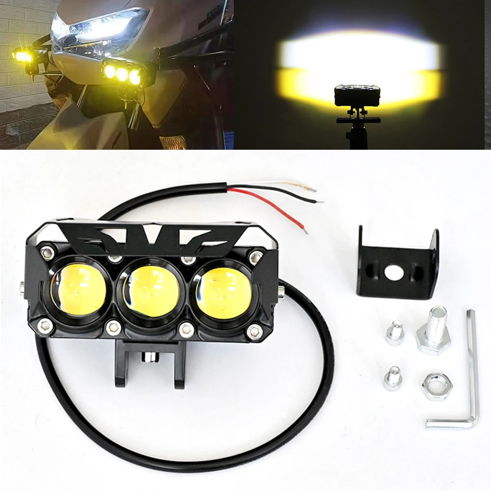 

Motorcycle LED Spotlight Dual Color Hi/Low Beam Mini Lens headlight driving light Fog Lamps for Car Off road Trucks SUV UTV