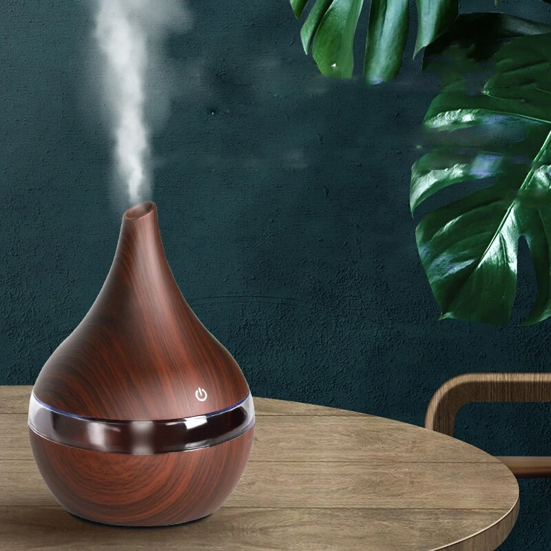Aromacare 300Ml Houtnerf Aroma Diffuser 7 Kleuren Luchtverfrisser Kleine Luchtbevochtiger Voor