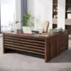 62.2" Executive Desk with Mobile File Cabinet, L-Shaped Office Desk with Storage Shelves, Large Computer 1
