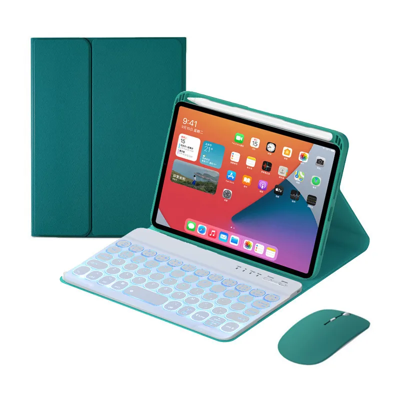 

Backlit Wireless Round Keys Keyboard Cover for iPad Mini 6 Mini6 6th Generation Case Leather Smart Stand Shell Funda + Pen Slot