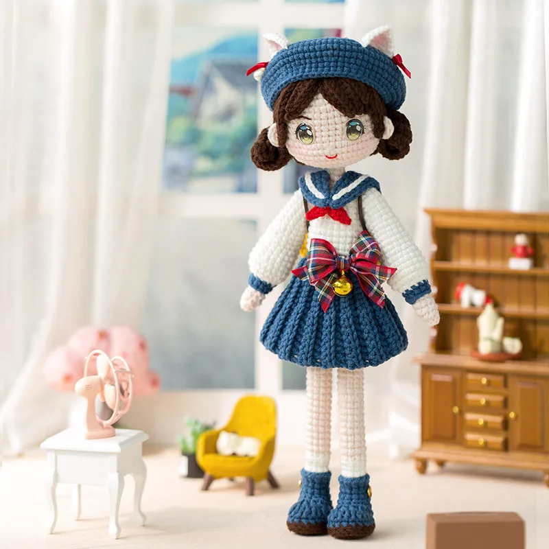 Crochet Dolls Kit DIY Handmade Adult Crochet Kits Susan's Family Cat Maiden Material Package
