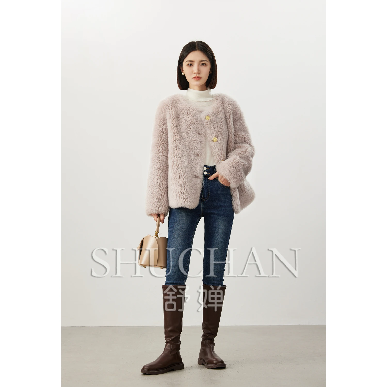 100% Wool Winter Coat Women  Abrigos Mujer Invierno 2023 Thick （Winter)  Streetwear  Thick Warm Fur  Jacket Women thick soles women