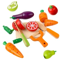 8Pcs Cutting Fruits Vegetables Set Kids Wooden Montessori Educational Toy Pretend Play Kitchen Food Game Toys gifts for Toddlers 2