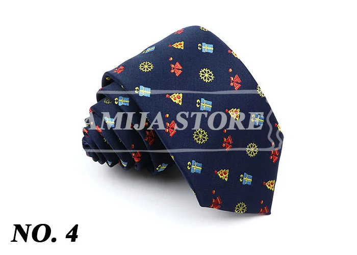 Christmas Ties For Men Red Green Blue Printed Festival Theme Party Gift Xmas Tree Santa Snowflake Slim Necktie For Man Accessori