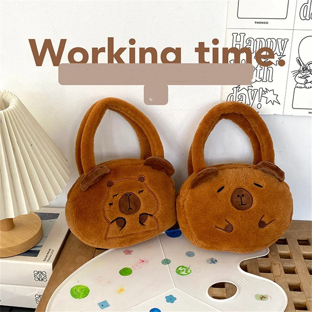 Capybara Plush Handbag Storage Bag Students Pencil Pouch Stationery Lovely Headphone Cute Capybara Handbags Party Decor Gifts