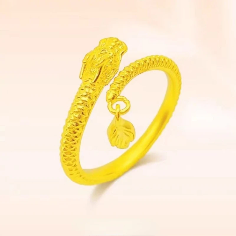 

Fashion 14K Yellow Gold Color Ring for Women 3D Dragon Shape Female Rings Wedding Engagement Fine Jewelry Gifts